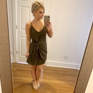 Vestique Olive Green Tie Font Dress